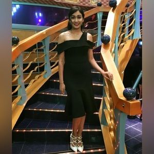 Lulus Shoulder OneStrap Trumpet Midi Cocktail Party Holiday Cruise Elegant Dress